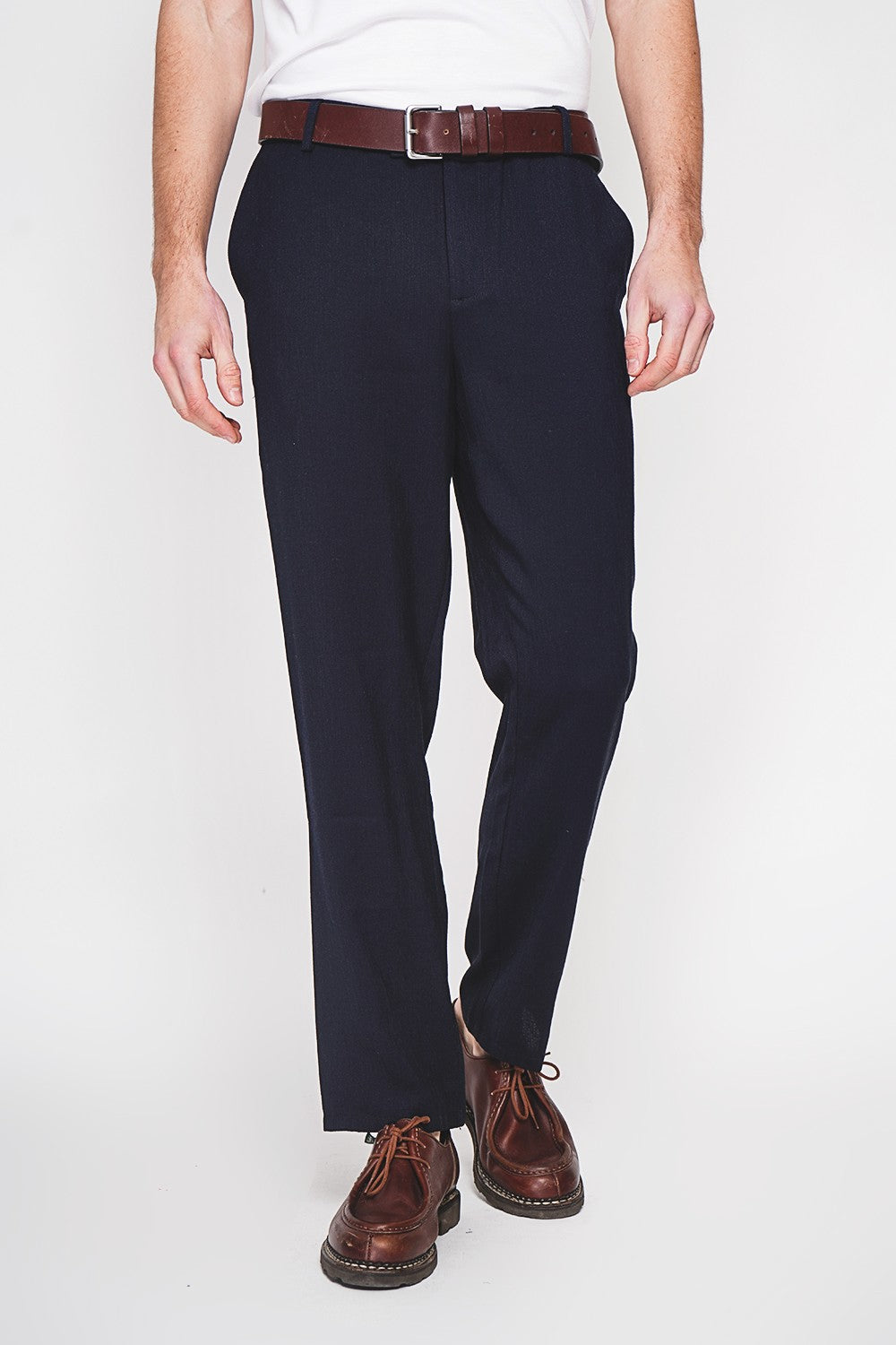 Pantalon coupe droite 2 poches latérales – Bleu marine – Secret du Lin
