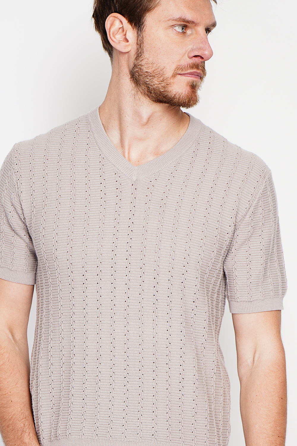 Pull col rond manches courtes tricot fantaisie – Lin – Secret du Lin