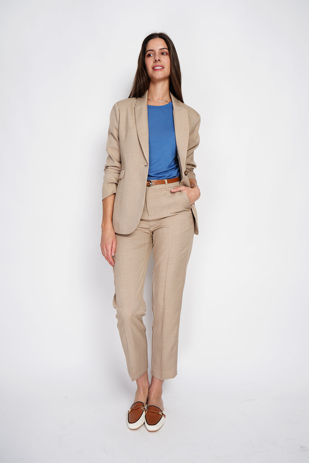 Blazer léger à fines rayures – Taupe – William de Faye