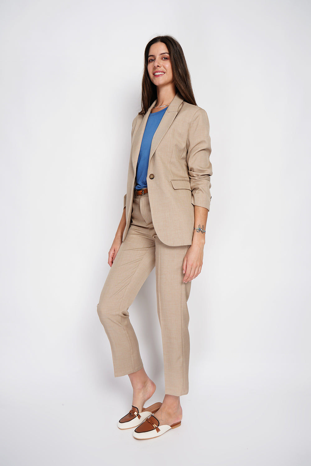 Blazer léger à fines rayures – Taupe – William de Faye