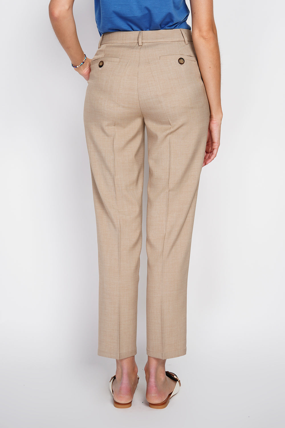 Pantalon droit à fines rayures – Taupe – William de Faye