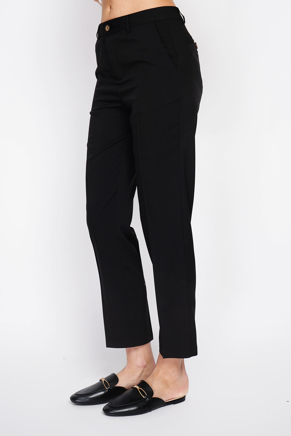 Pantalon droit à fines rayures – Noir – William de Faye