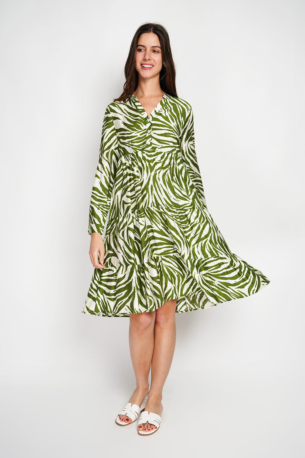 Short sleeve Tunisian collar midi dress