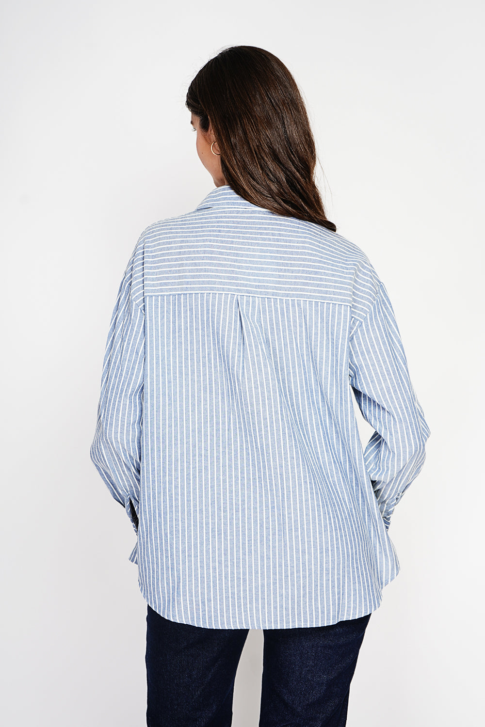 Chemise oversize poche poitrine manches longues – Bleu jean – William de Faye