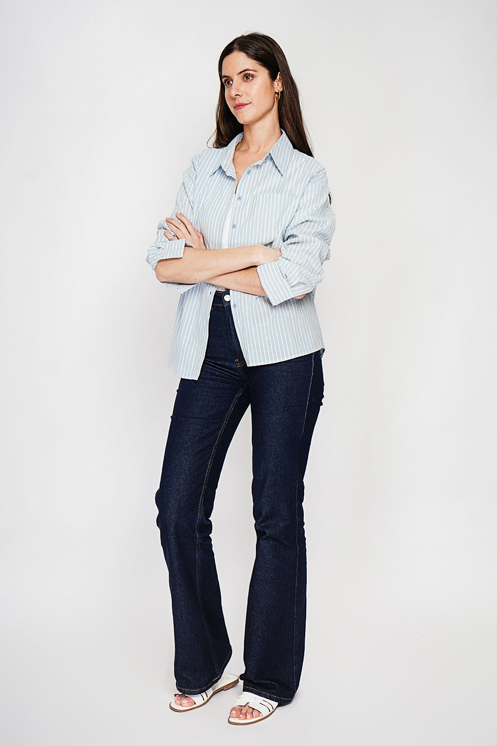 Chemise oversize poche poitrine manches longues – Bleu ciel – William de Faye