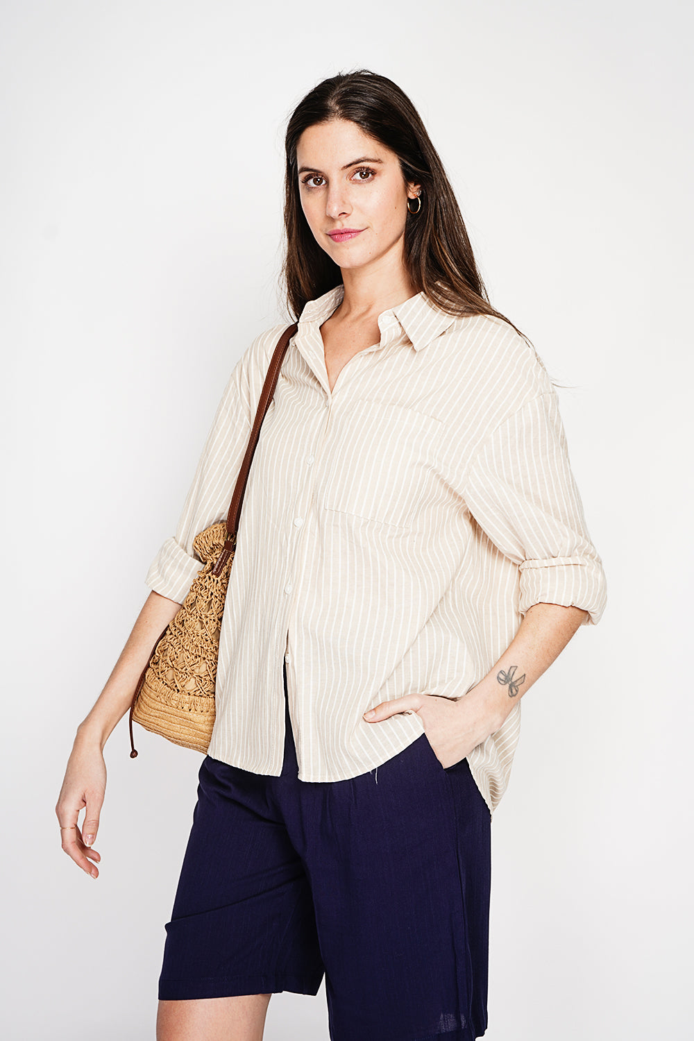 Chemise oversize poche poitrine manches longues – Lin – William de Faye