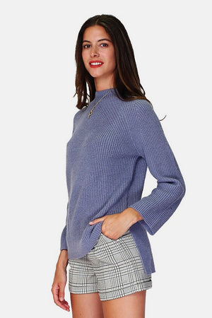 Fancy knit crewneck sweater with long sleeves