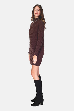 Twisted high neck dress with long sleeves
