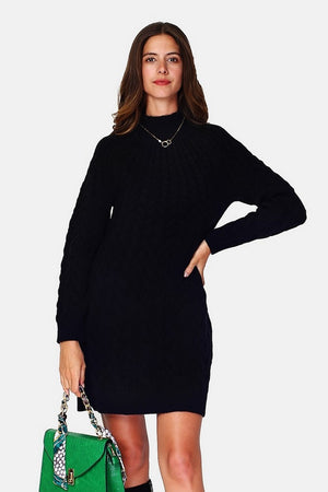 Twisted high neck dress with long sleeves
