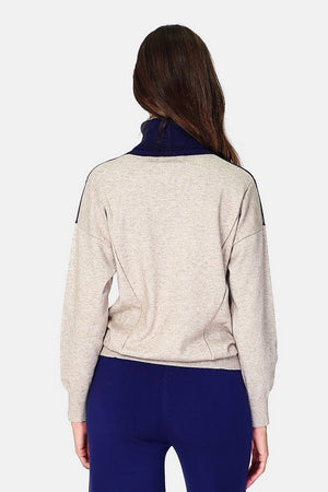 Turtleneck sweater, in bricolor with long sleeves