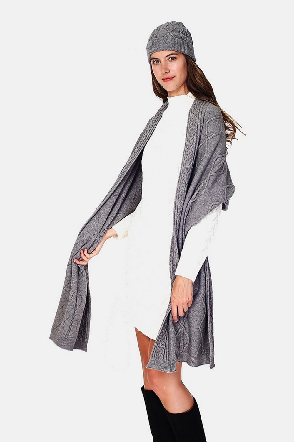 Cable-knit oversized scarf