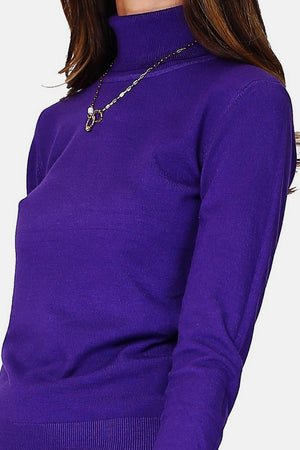 Classic 3-ply knit turtleneck sweater with long sleeve