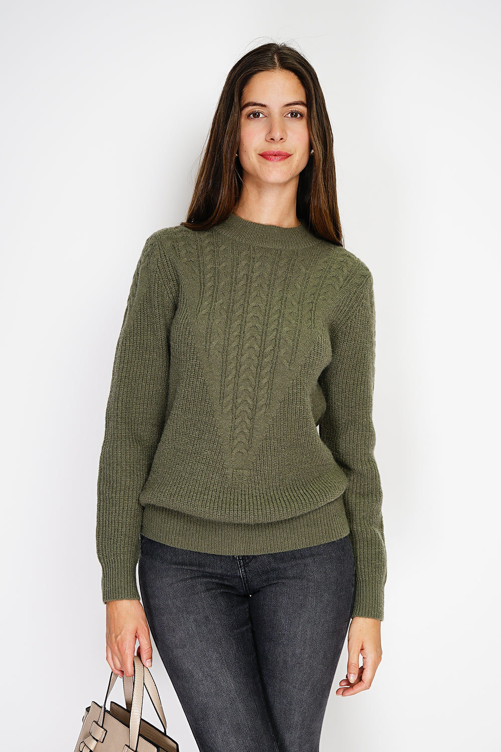 Crew Neck Twist Front Long Sleeve Sweater