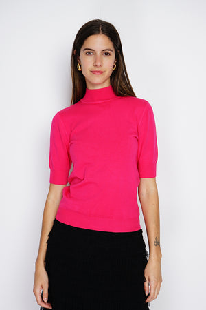 Twin-set classic funnel neck knitting in 3 threads with long sleeves