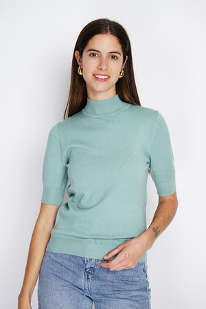 Twin-set classic funnel neck knitting in 3 threads with long sleeves