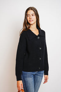 Large ribbed collar cardigan with large buttons Fantaisie