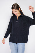 Pull poncho col montant zippé – Noir – William de Faye