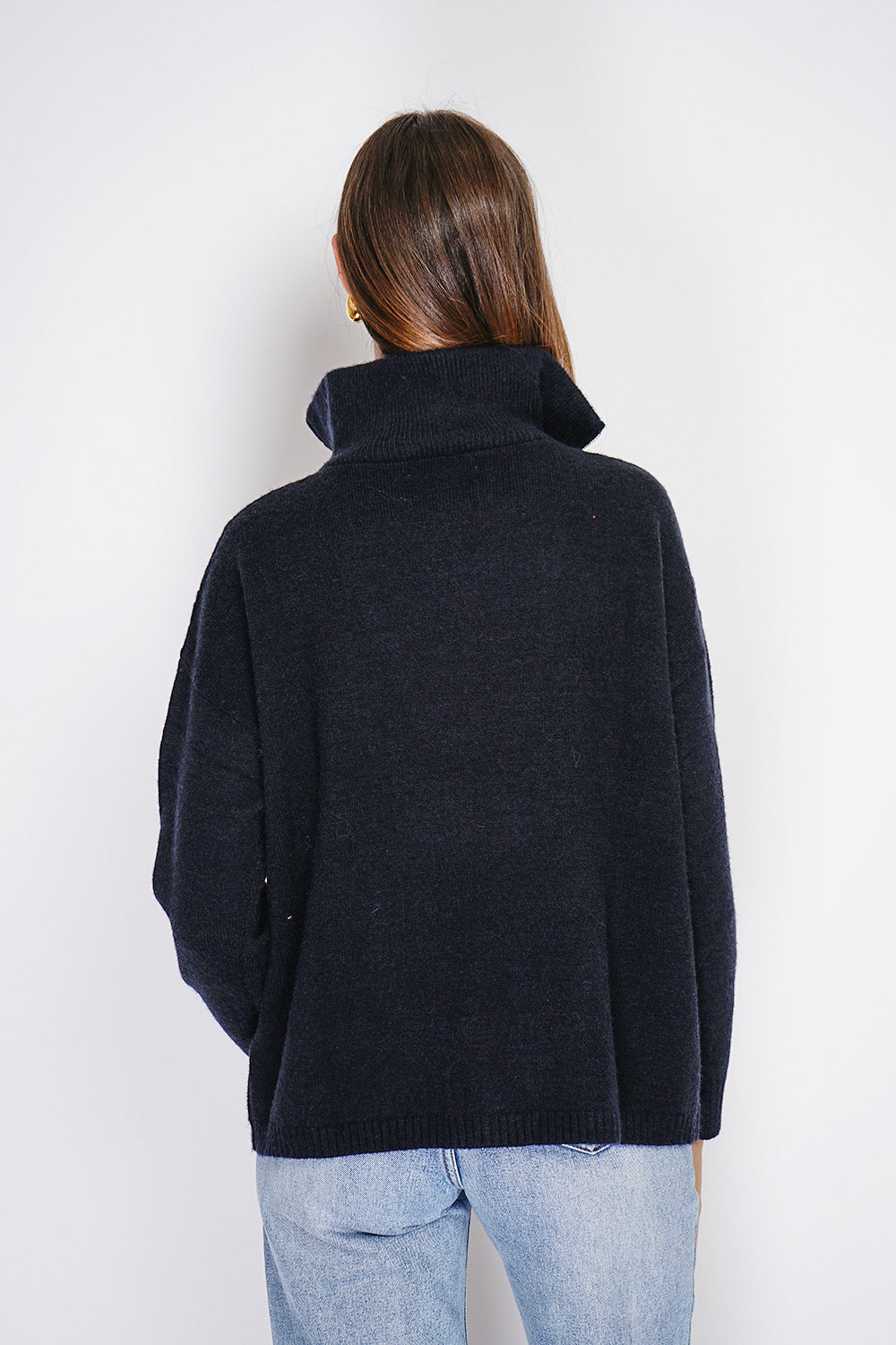 Pull poncho col montant zippé – Noir – William de Faye