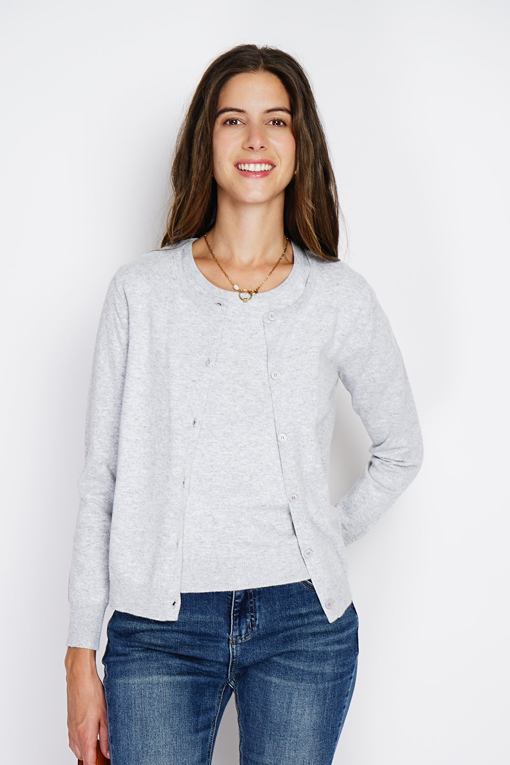 Twin-set classic crew neck 2-ply knitting with long sleeves