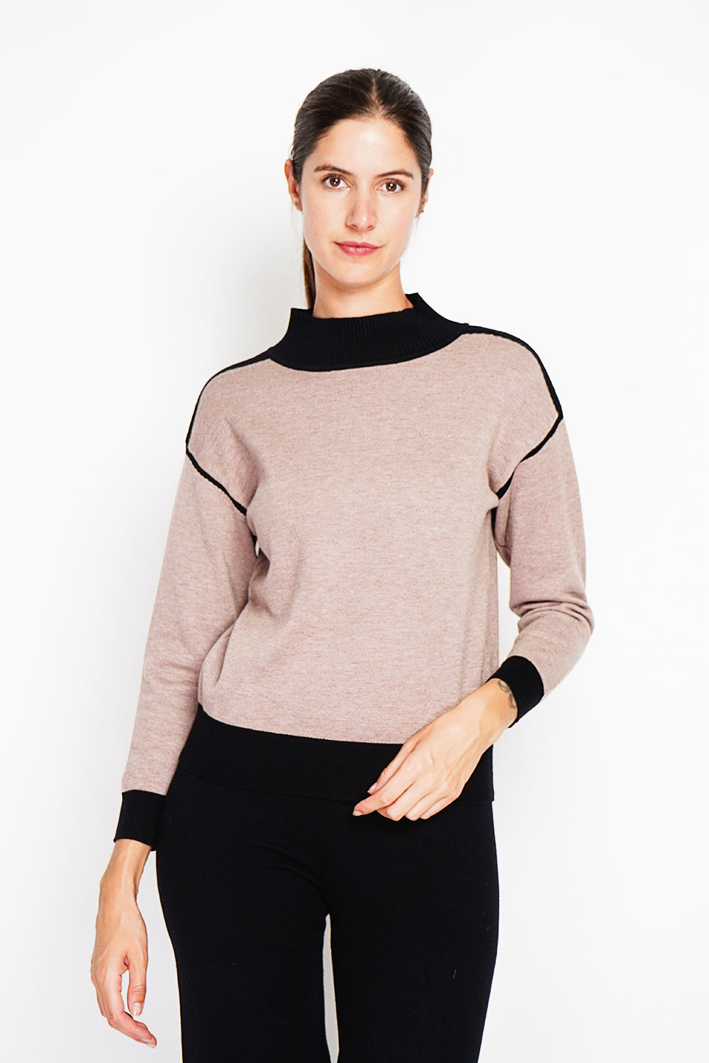 Fancy colored high neck sweater Oversized cut with long sleeves