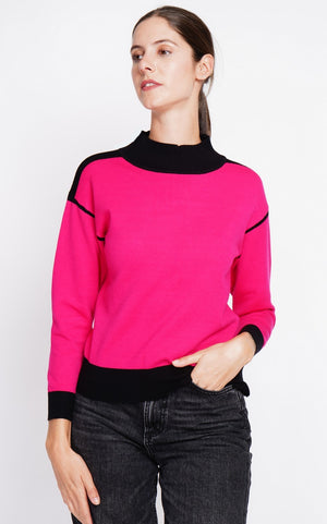 Fancy colored high neck sweater Oversized cut with long sleeves