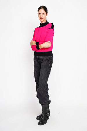 Fancy colored high neck sweater Oversized cut with long sleeves