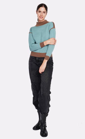 Fancy colored high neck sweater Oversized cut with long sleeves