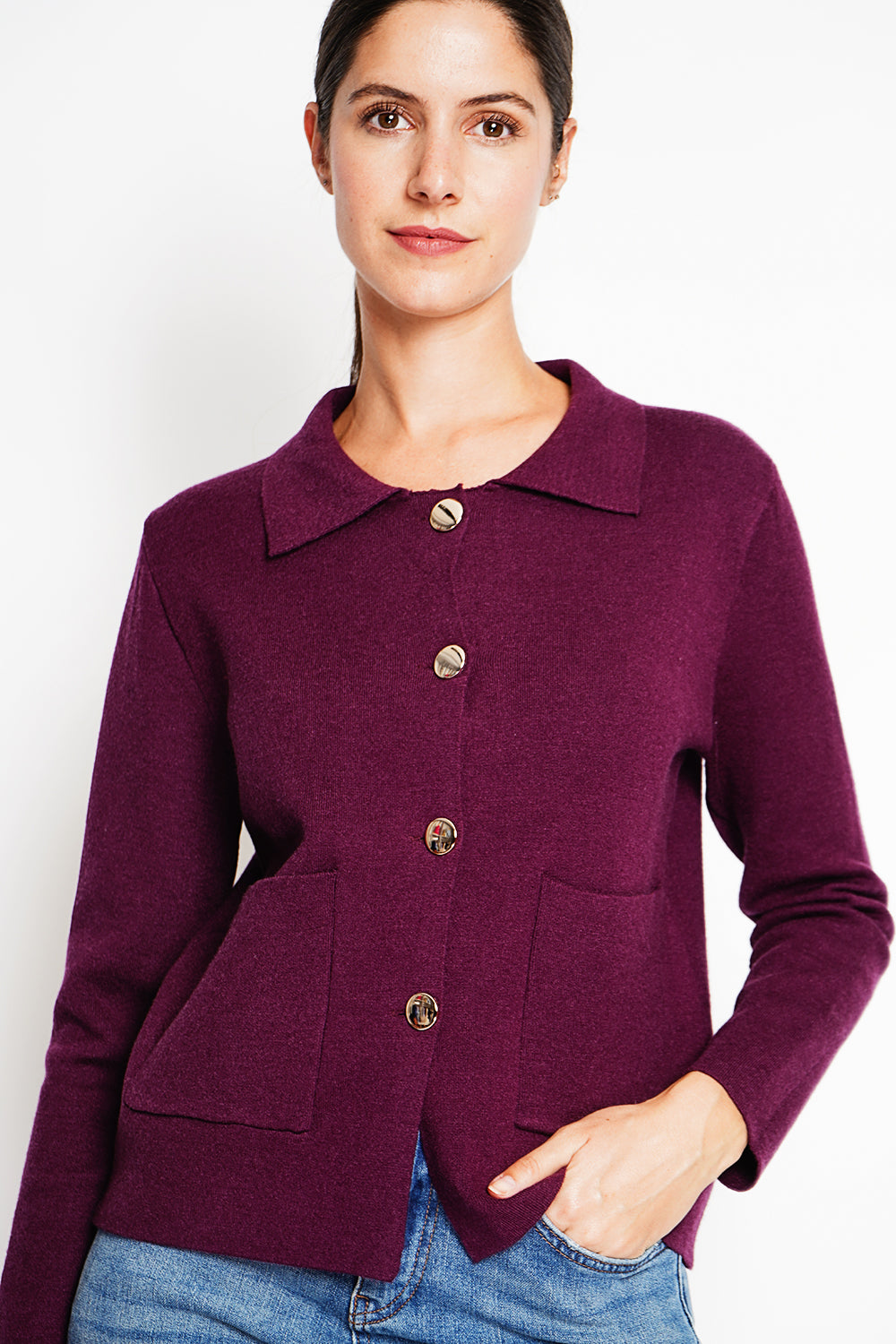 Veste courte boutons dorés oversize – Bordeaux – William de Faye