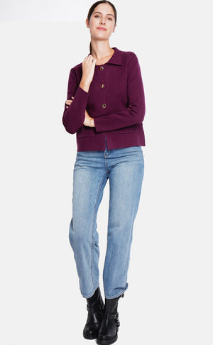 Gold Buttoned Short Jacket Oversized Cut with Long Sleeves