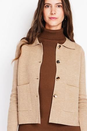 Gold Buttoned Short Jacket Oversized Cut with Long Sleeves