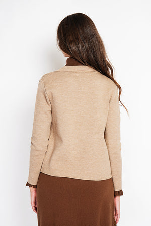 Gold Buttoned Short Jacket Oversized Cut with Long Sleeves