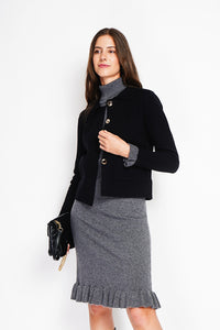 Gold Buttoned Short Jacket Oversized Cut with Long Sleeves