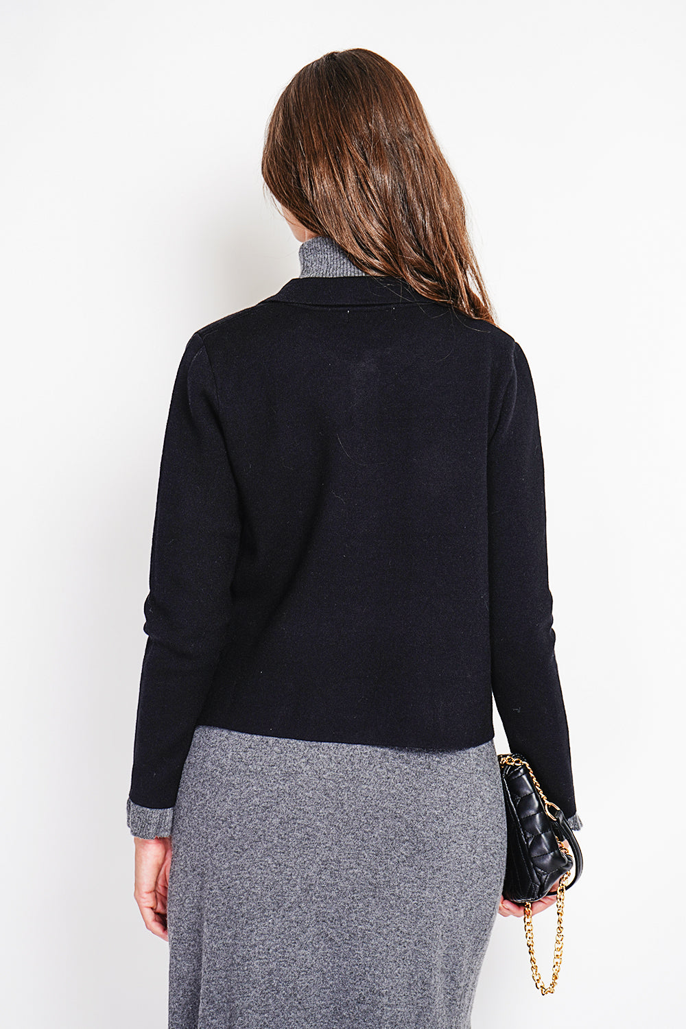 Gold Buttoned Short Jacket Oversized Cut with Long Sleeves – Black – William de Faye