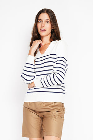 Sailor polo neck sweater Oversized cut with long sleeves