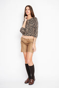 Pull ample col roulé motif léopard – Camel – William de Faye