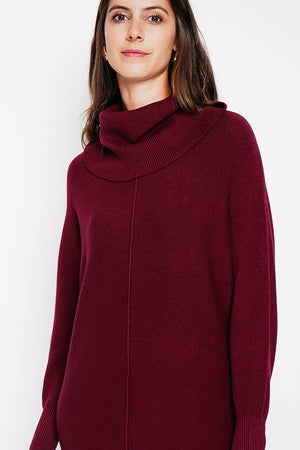 Oversized scoop neck dress with edgy front and batwing sleeves