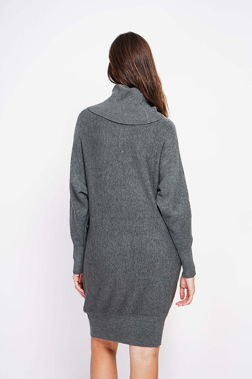 Oversized scoop neck dress with edgy front and batwing sleeves