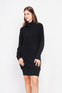 Oversized scoop neck dress with edgy front and batwing sleeves
