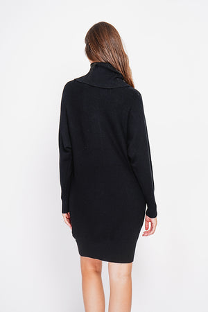 Oversized scoop neck dress with edgy front and batwing sleeves