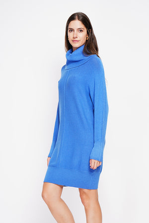 Oversized scoop neck dress with edgy front and batwing sleeves