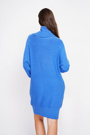 Oversized scoop neck dress with edgy front and batwing sleeves