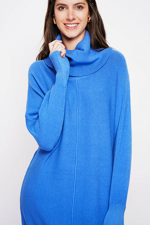 Oversized scoop neck dress with edgy front and batwing sleeves