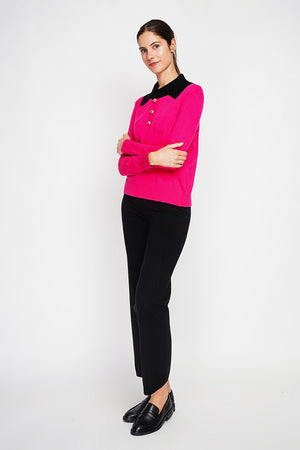 Bronze button high neck sweater with oversized fit and long sleeves