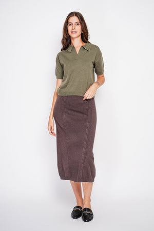 Polo neck sweater Ribbed edges Oversized fit with mid-length sleeves