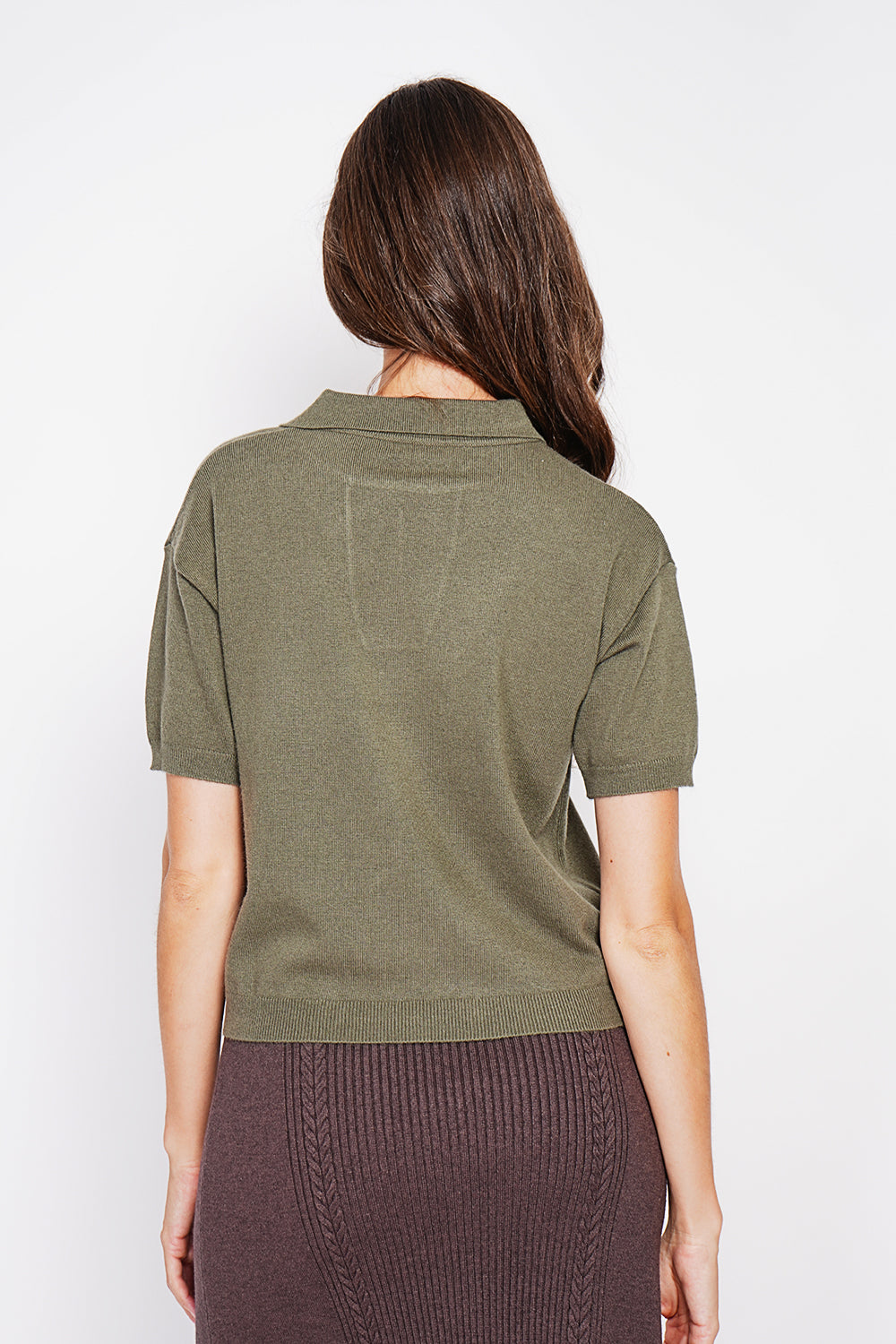 Polo neck sweater Ribbed edges Oversized fit with mid-length sleeves