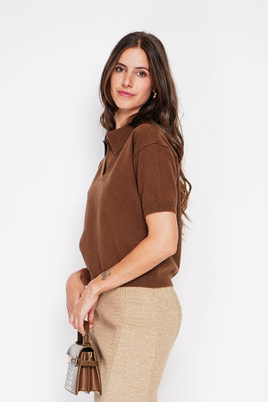 Polo neck sweater Ribbed edges Oversized fit with mid-length sleeves