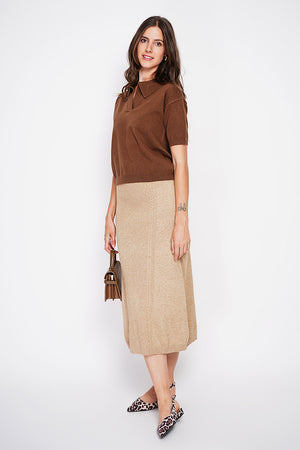Polo neck sweater Ribbed edges Oversized fit with mid-length sleeves
