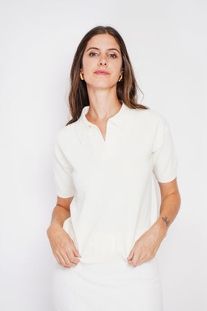 Polo neck sweater Ribbed edges Oversized fit with mid-length sleeves