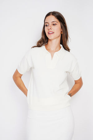 Polo neck sweater Ribbed edges Oversized fit with mid-length sleeves