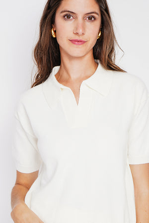 Polo neck sweater Ribbed edges Oversized fit with mid-length sleeves